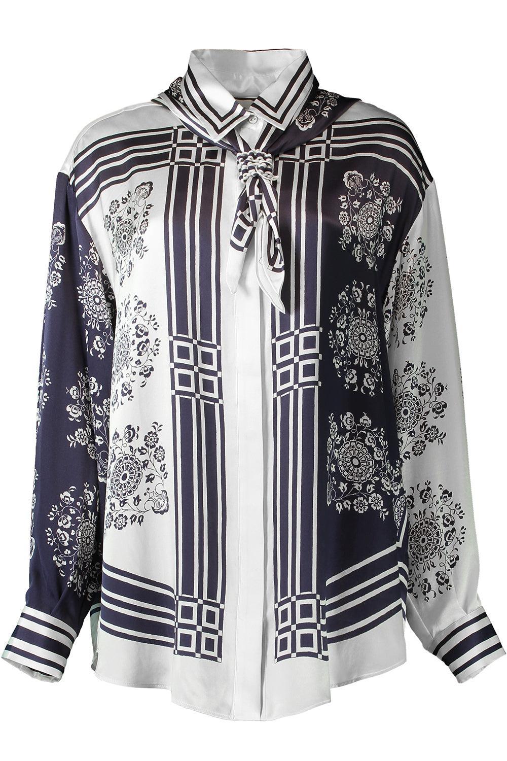 Banderra Scarf Shirt-BLUE-0-CLOTHINGTOPBLOUSE-ALEMAIS