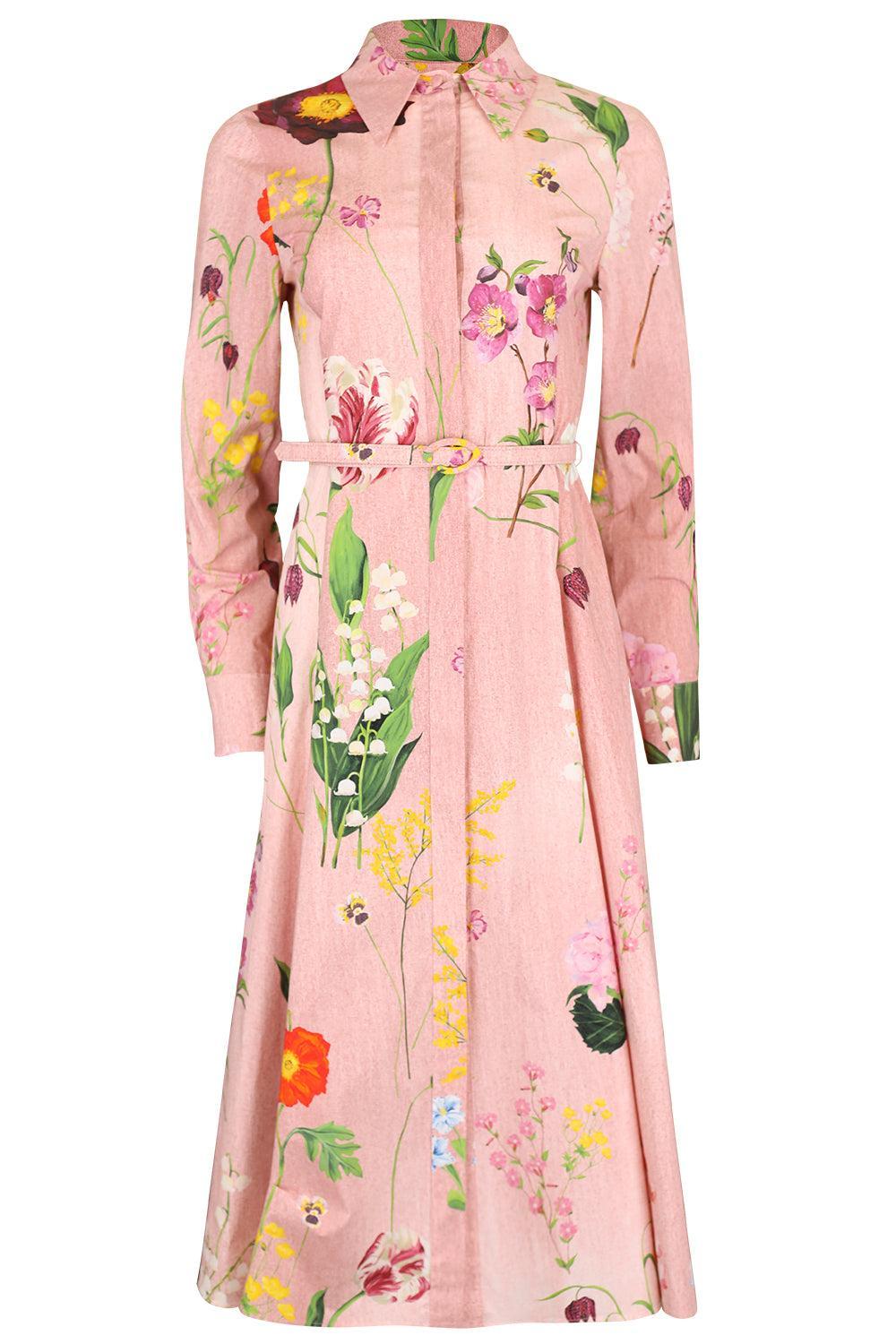 Botanical Collar Button Shirt Dress-PINK-6-CLOTHINGDRESSCASUAL-OSCAR DE LA RENTA