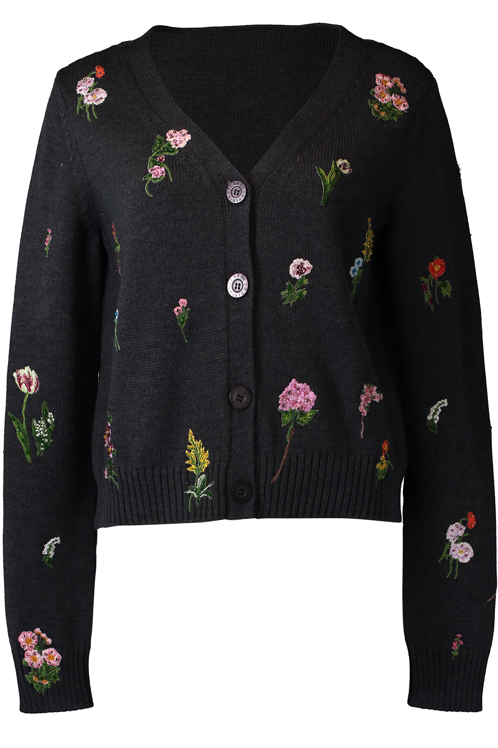  Mini Floral Long Sleeve Cardigan-GREY-XS-CLOTHINGTOPCARDIGAN-OSCAR DE LA RENTA 
