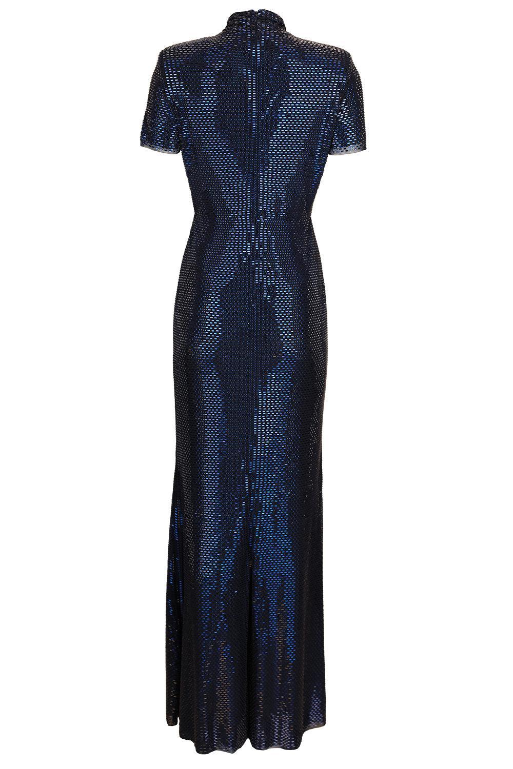  Rhinestone Twist Maxi Dress-BLUE-2-CLOTHINGDRESSGOWN-SELF-PORTRAIT 