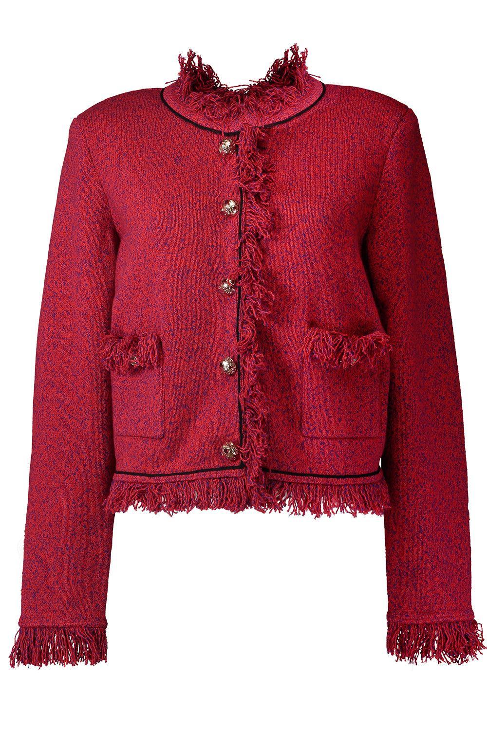 Frayed Jacket-RED-XS-CLOTHINGJACKETBLAZERS-SELF-PORTRAIT