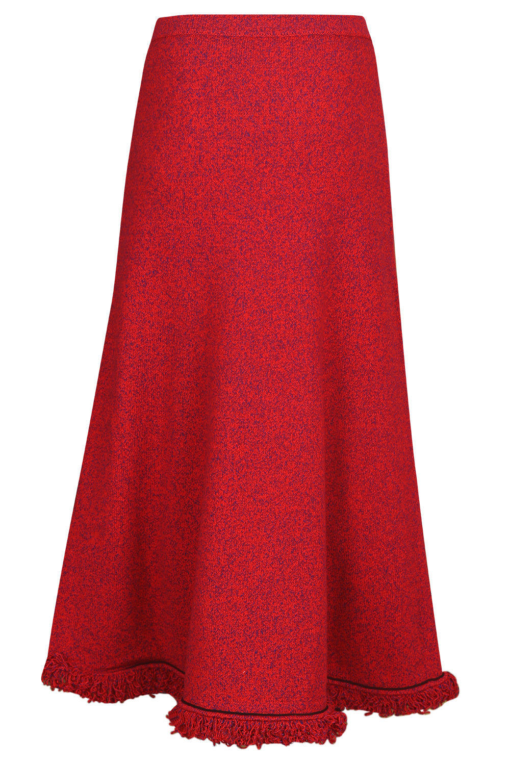 Frayed Midi Skirt-RED-XS-CLOTHINGSKIRTMIDI-SELF-PORTRAIT