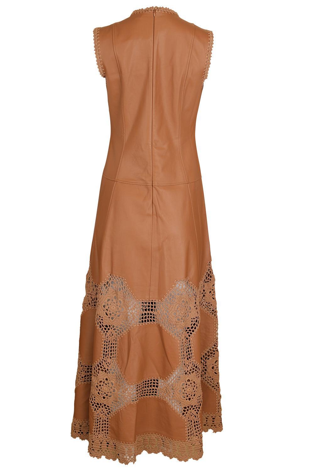 Ilana Crochet Dress - Camel-BROWN-4-CLOTHINGDRESSCOCKTAIL-ULLA JOHNSON
