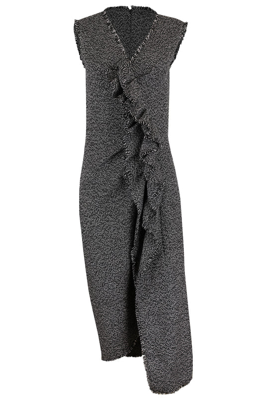Frayed Ruched Sheath Dress