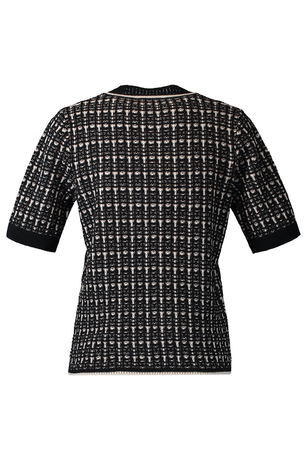 Short Sleeve Jacquard Knit Sweater