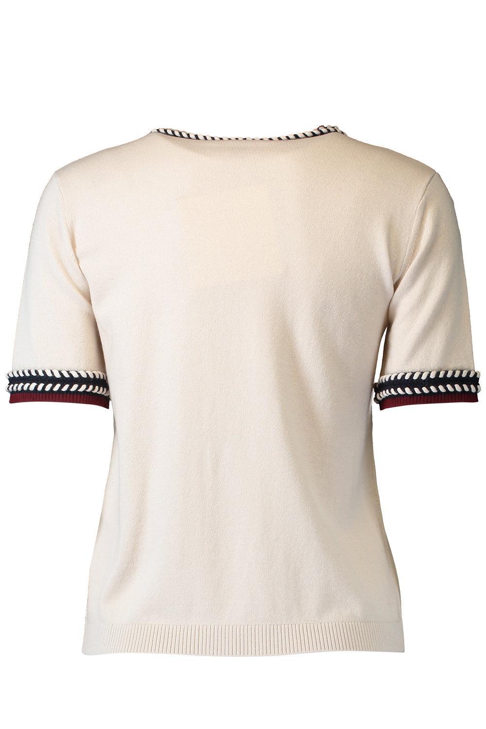Braided Short Sleeve Sweater-CREAM-XS-CLOTHINGTOPSWEATER-MAX MARA