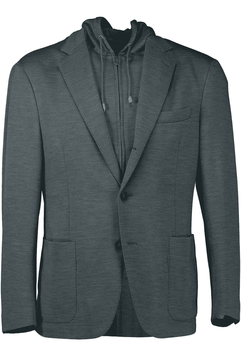 Single Breast Hooded Blazer - Denim