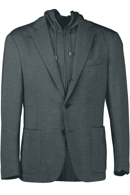 Single Breast Hooded Blazer - Denim