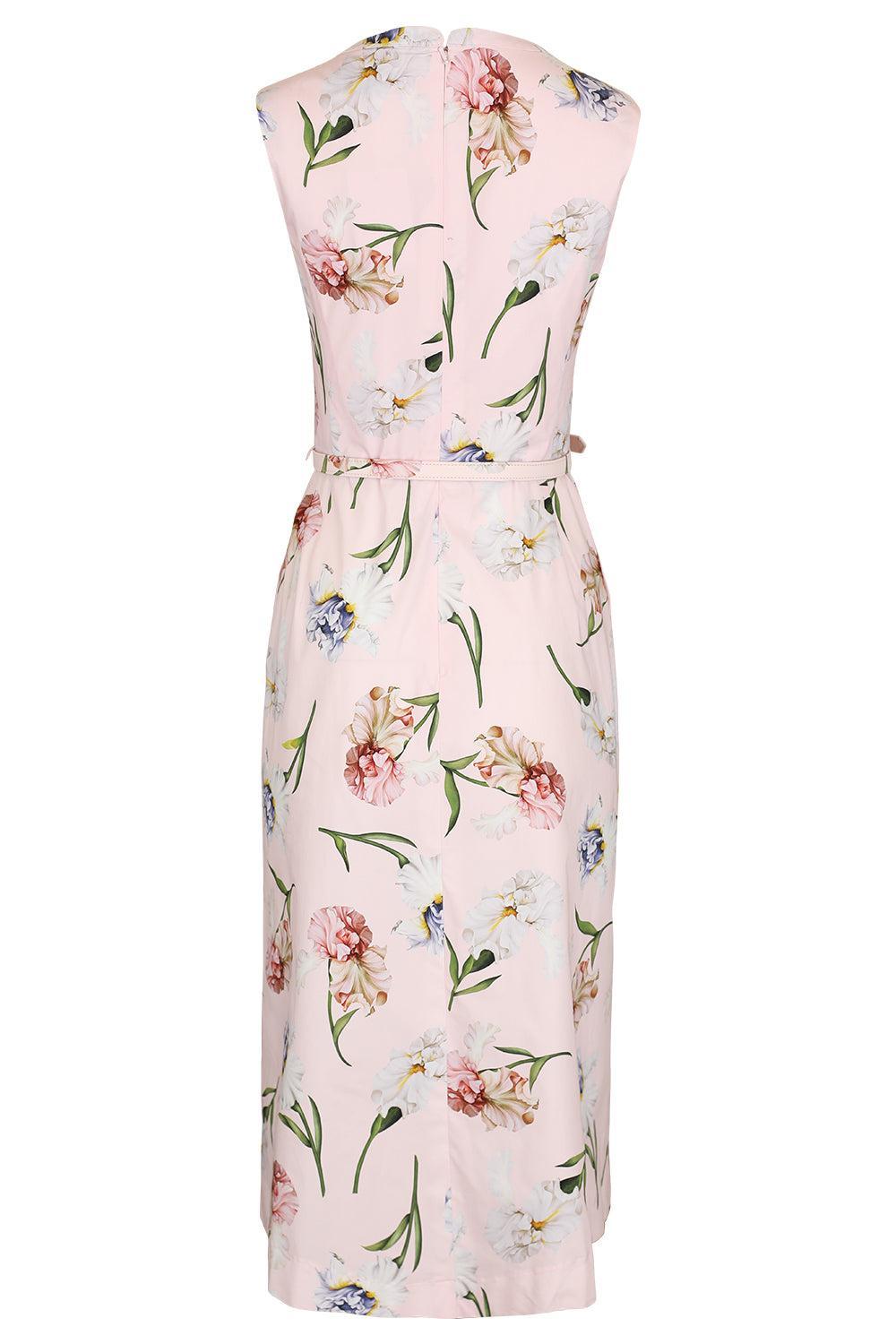  Sleeveless Painted Iris Poplin Day Dress-PINK-2-CLOTHINGDRESSCASUAL-OSCAR DE LA RENTA 
