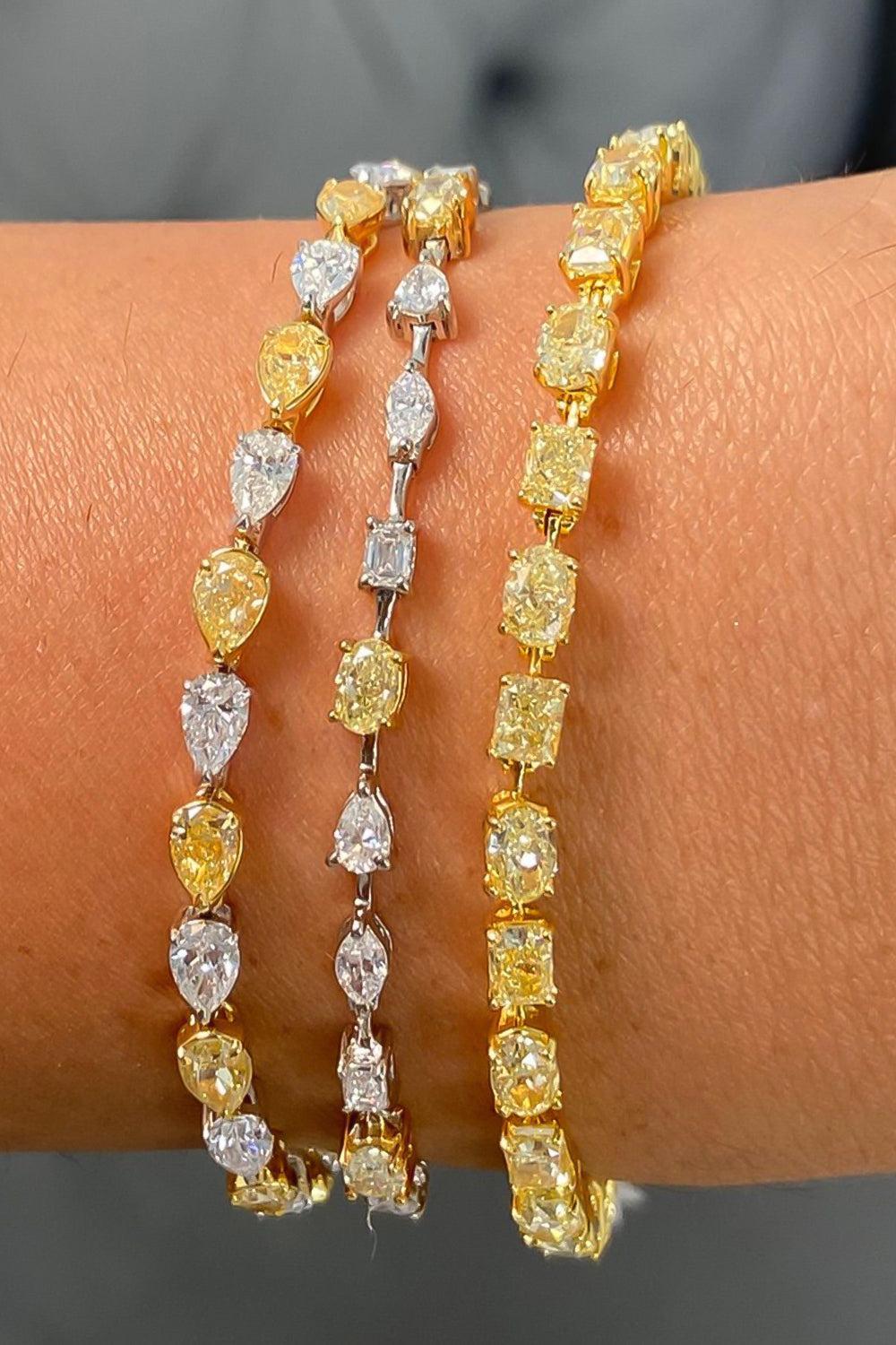 Mixed Yellow Diamond Tennis Bracelet-YELLOW GOLD-JEWELRYFINE JEWELBRACELET O-RARE COLORS BY NAMDAR