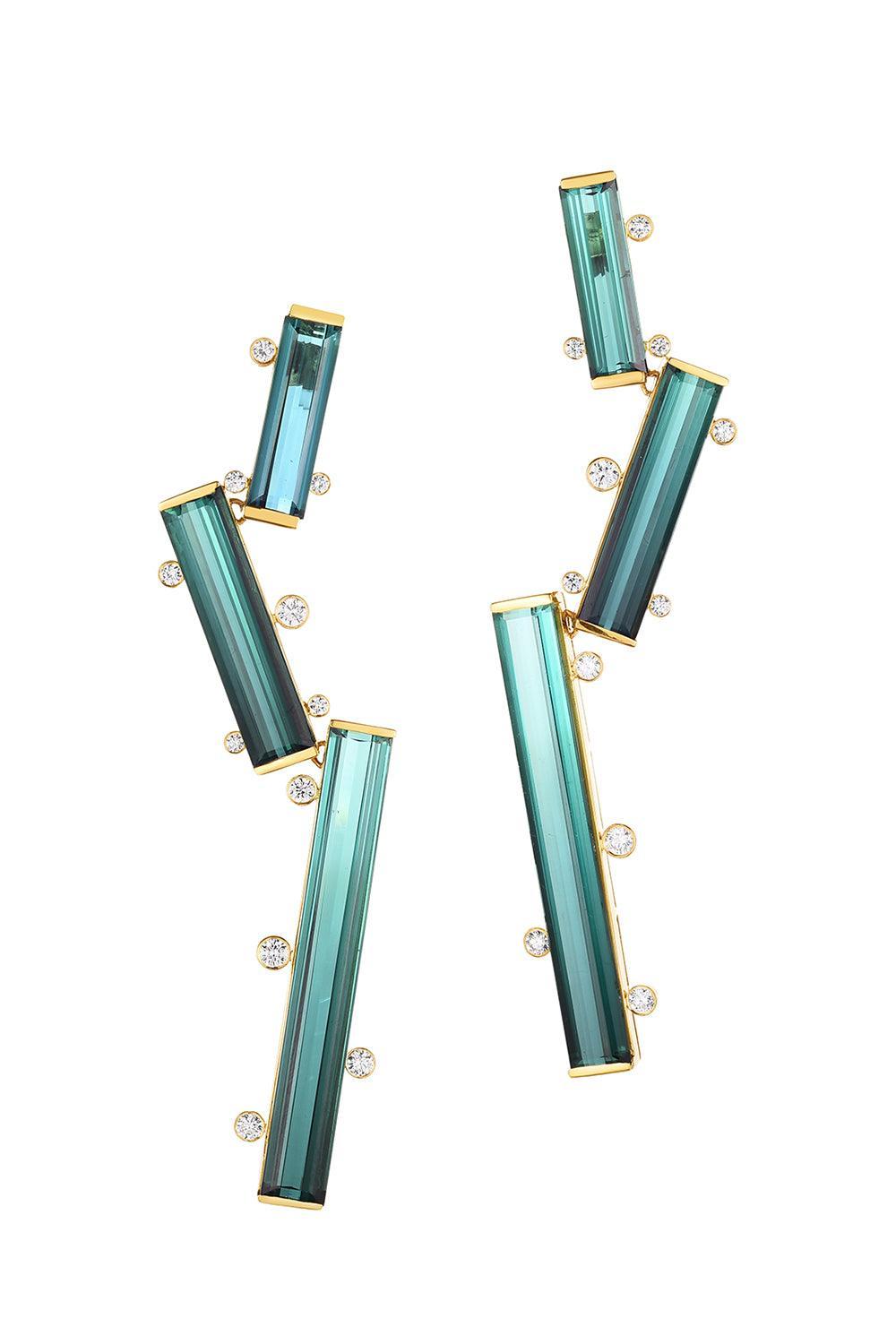 Tourmaline Vertical Drop Earrings-YELLOW GOLD-JEWELRYFINE JEWELEARRING-CICADA