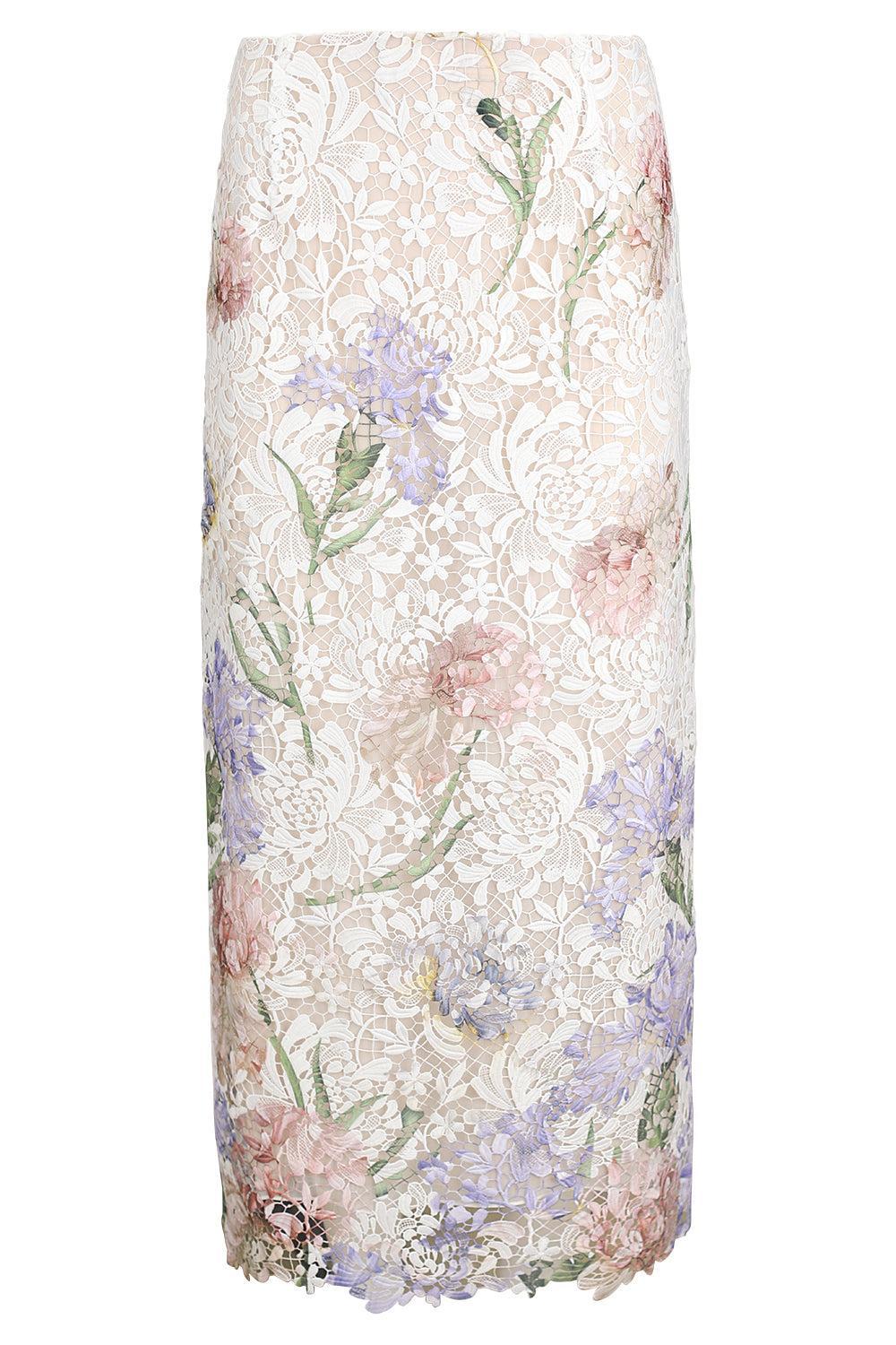 Iris Printed Lace Pencil Skirt-WHITE-4-CLOTHINGSKIRTMIDI-OSCAR DE LA RENTA