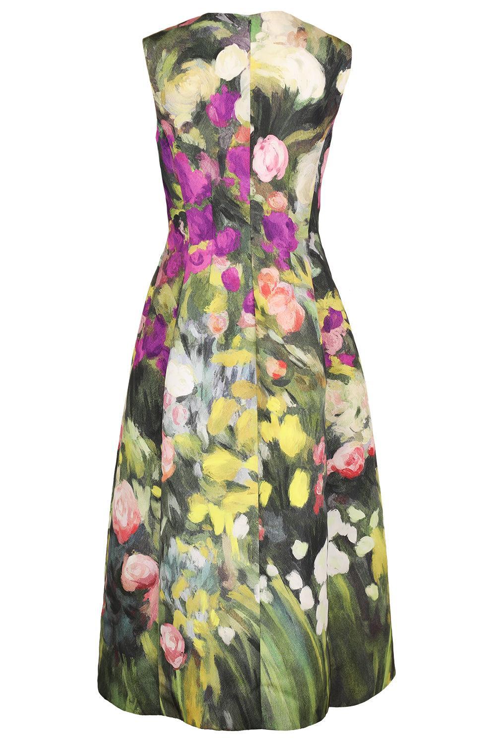 Sleeveless Abstract Garden Cocktail Dress-NOVELTY-6-CLOTHINGDRESSCOCKTAIL-OSCAR DE LA RENTA