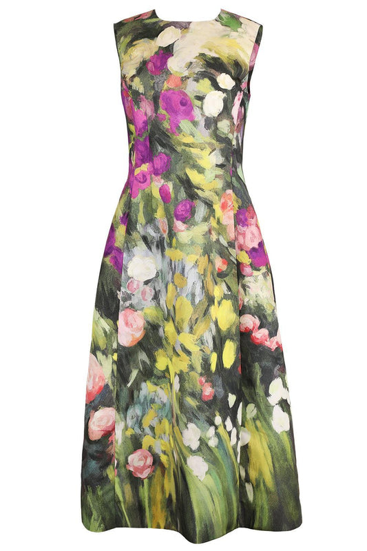 Sleeveless Abstract Garden Cocktail Dress-NOVELTY-6-CLOTHINGDRESSCOCKTAIL-OSCAR DE LA RENTA