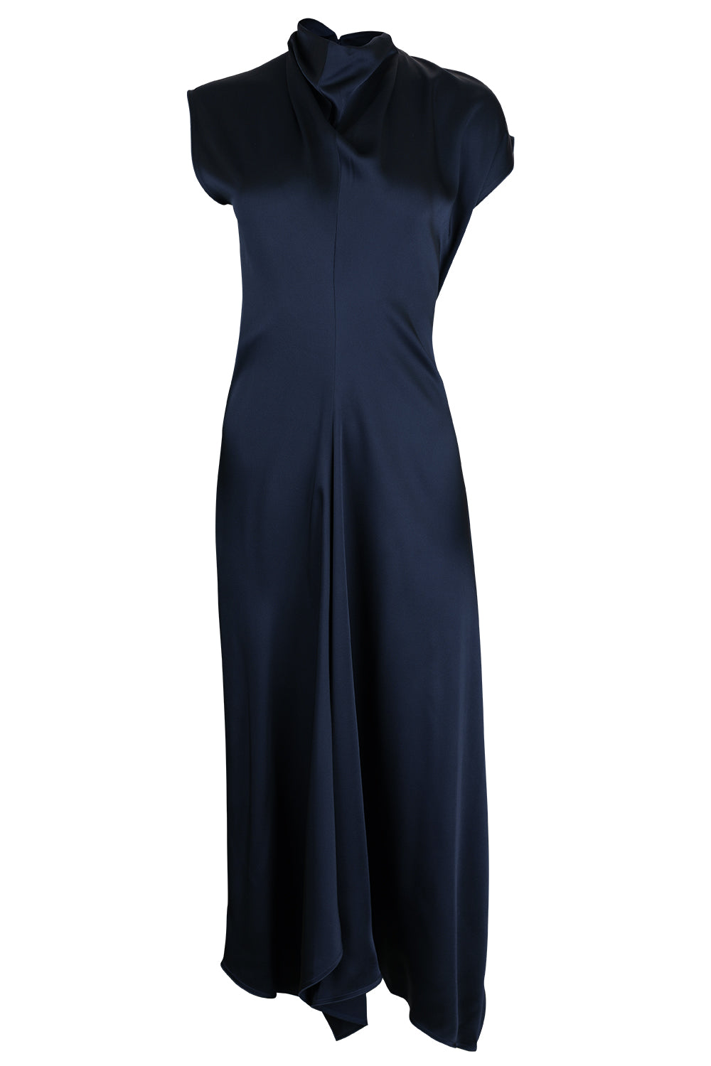 High Neck Drape Midi Dress