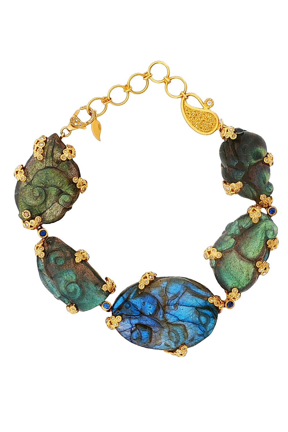  Labradorite Carved Affinity Bracelet-YELLOW GOLD-JEWELRYFINE JEWELBRACELET O-COOMI 