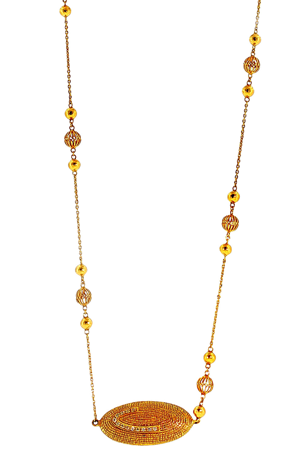 Diamond Eternity Single Charm Necklace-YELLOW GOLD-32.5-JEWELRYFINE JEWELNECKLACE O-COOMI