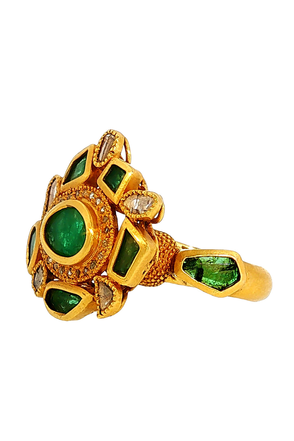 Emerald Diamond Luminosity Ring-YELLOW GOLD-7-JEWELRYFINE JEWELRING-COOMI