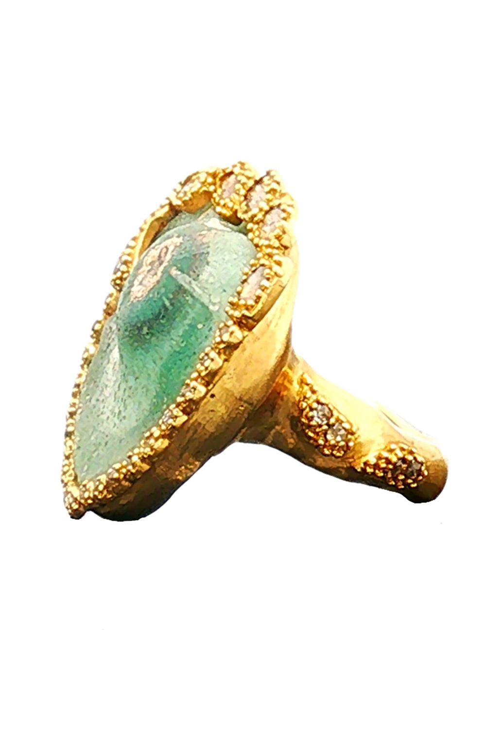  Diamond Roman Glass Antiquity Ring-YELLOW GOLD-6.5-JEWELRYFINE JEWELRING-COOMI 