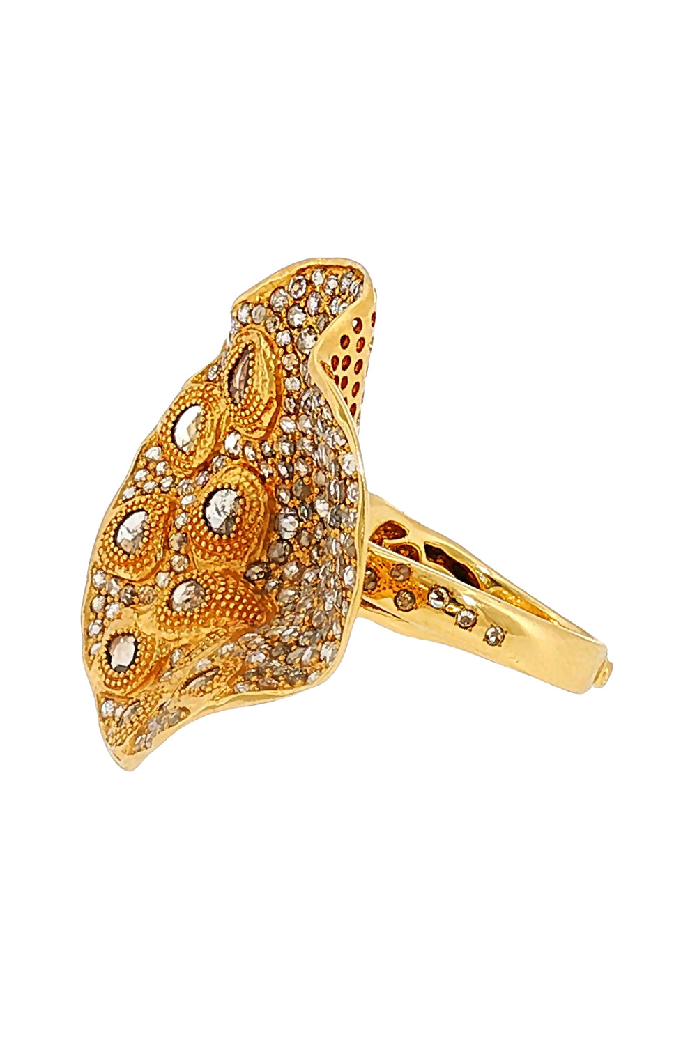 Diamond Serenity Wild Flower Ring-YELLOW GOLD-7-JEWELRYFINE JEWELRING-COOMI