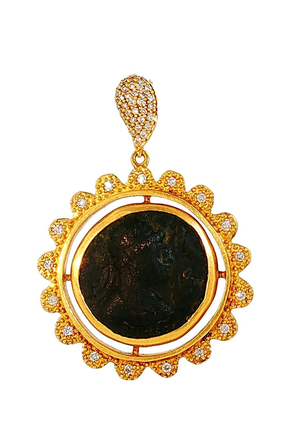 Diamond Antiquity Coin Pendant-YELLOW GOLD-JEWELRYFINE JEWELPENDANT-COOMI