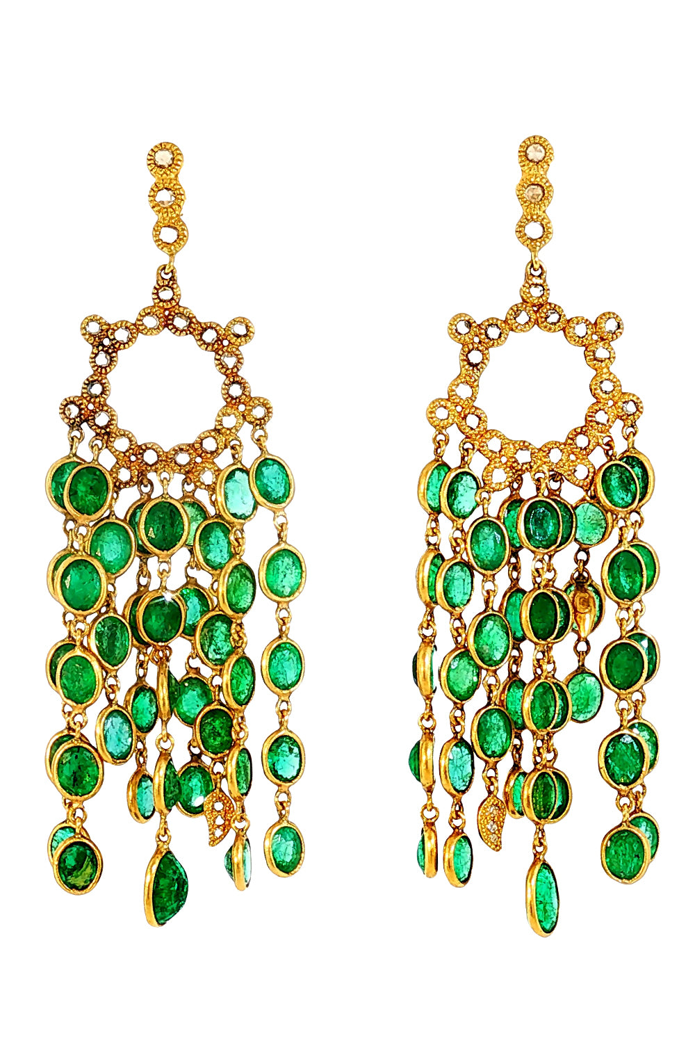 Emerald Affinity Tassel Earrings-YELLOW GOLD-JEWELRYFINE JEWELEARRING-COOMI