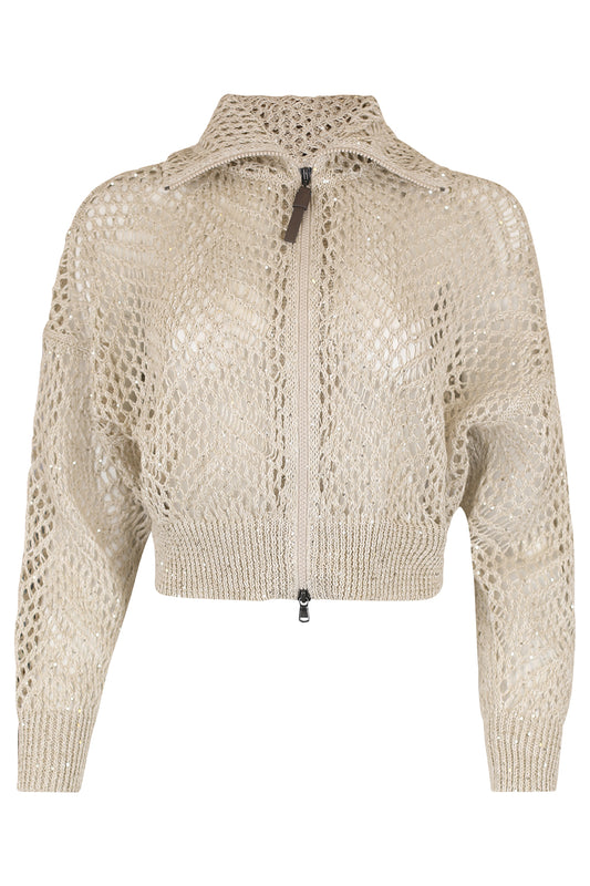 Long Sleeve Zip Net Cardigan