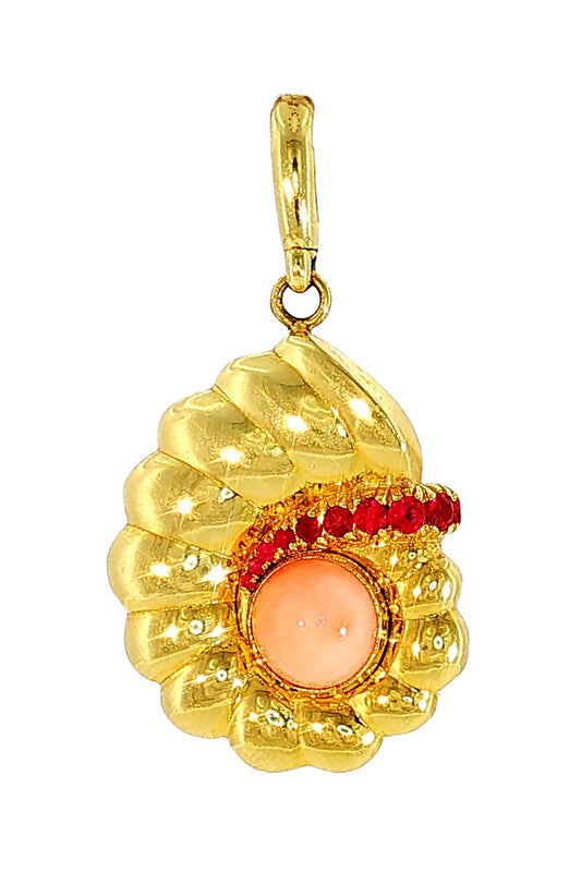 Coral Ruby Helix Shell Charm