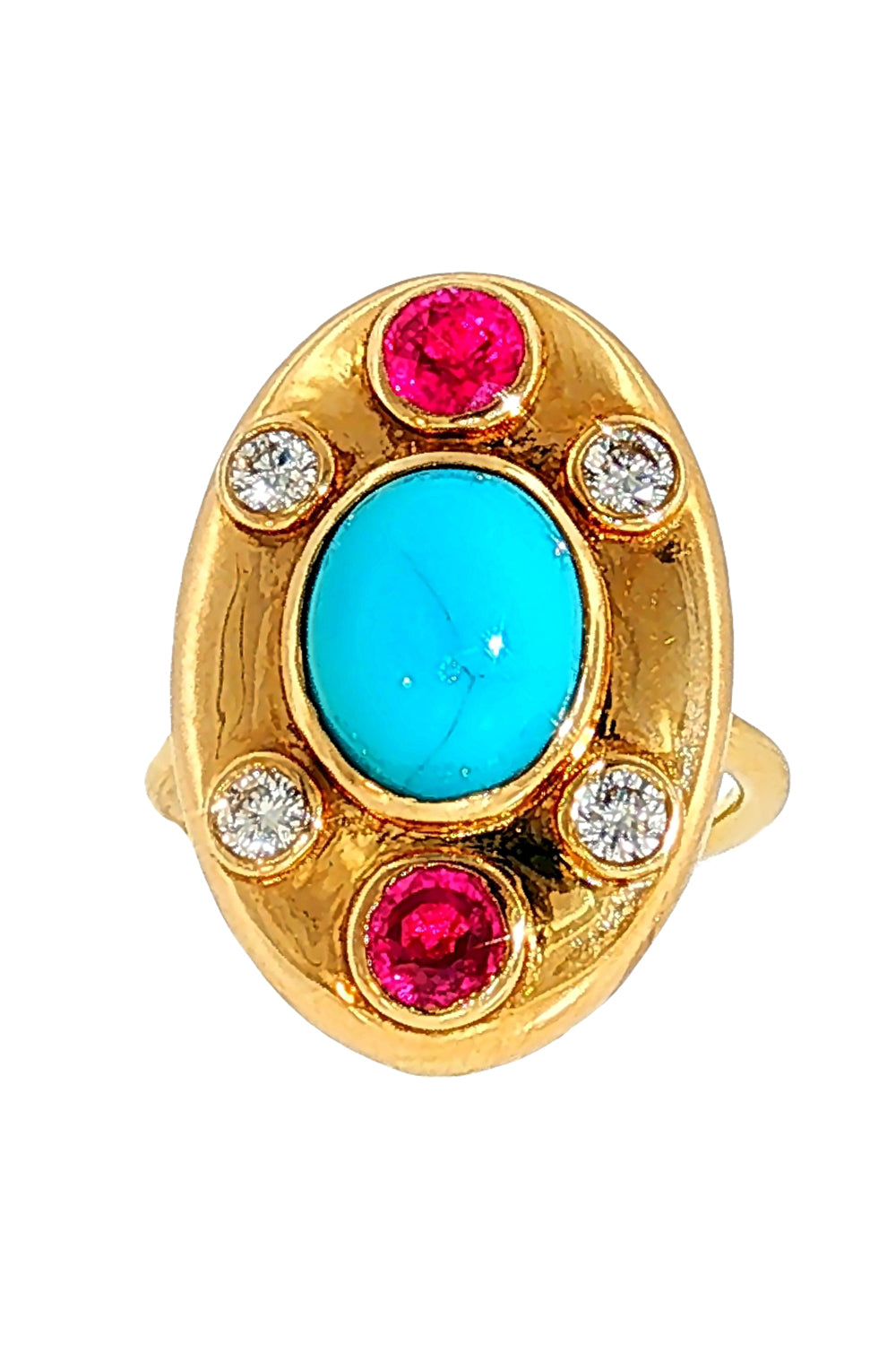 Diamond Ruby Turquoise Oval Ring-YELLOW GOLD-6-JEWELRYFINE JEWELRING-JENNA BLAKE