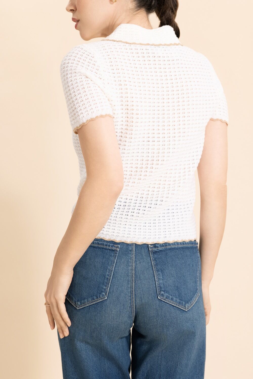Melody Polo - Ivory Taupe-CREAM-XS-CLOTHINGTOPKNITS-CARA CARA