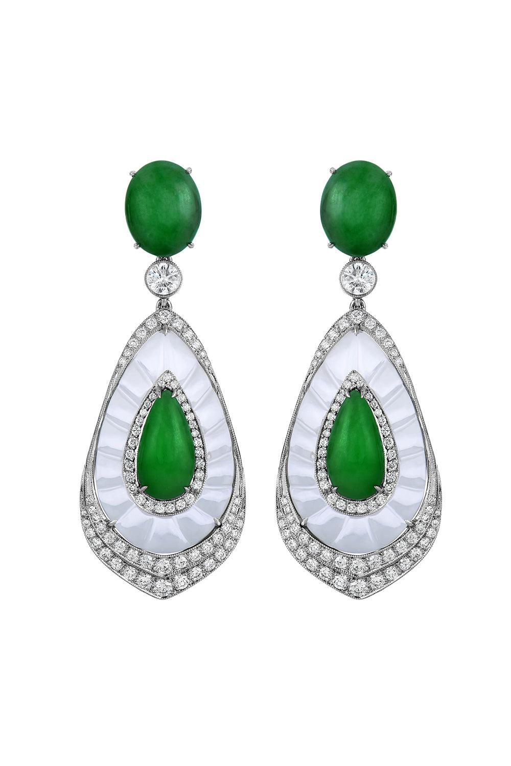 Jade Crystal Earrings-PLATINUM-JEWELRYFINE JEWELEARRING-CICADA