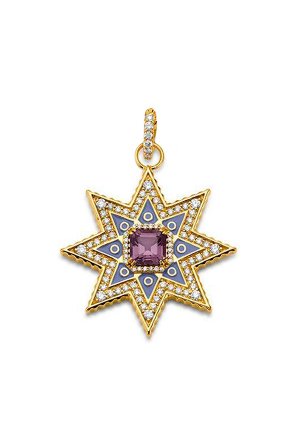 Spinel Periwinkle Star Pendant-YELLOW GOLD-JEWELRYFINE JEWELPENDANT-BUDDHA MAMA