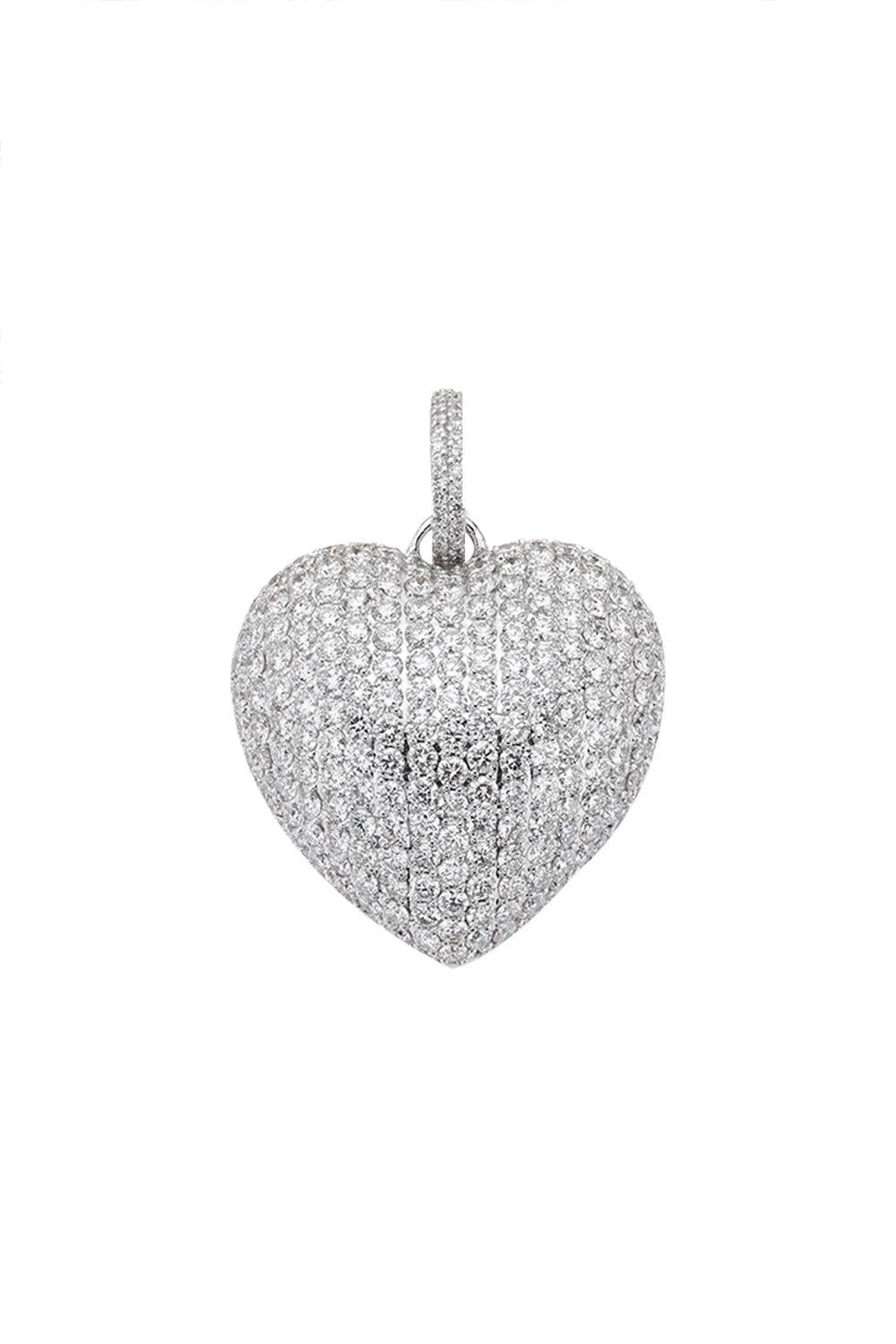 Double Sided Puffy Heart Pendant-WHITE GOLD-JEWELRYFINE JEWELPENDANT-BUDDHA MAMA