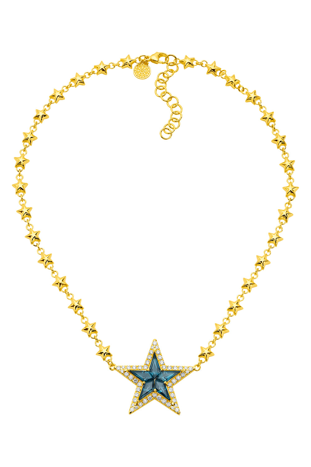 Blue Topaz Diamond Kite Star Necklace