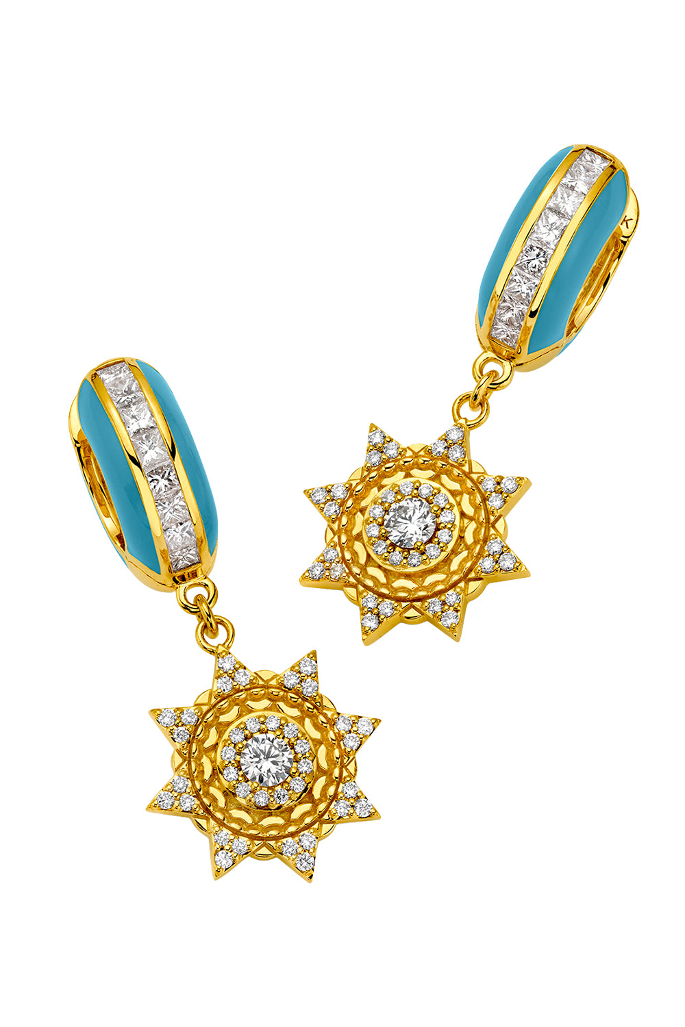 Diamond Blue Sun Drop Earrings