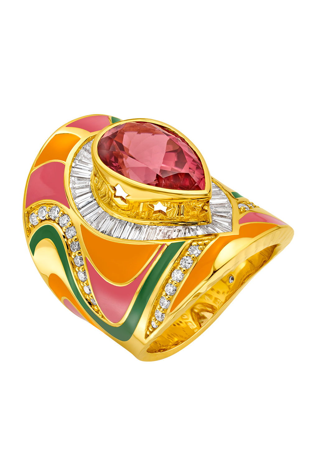 Pink Tourmaline Diamond Miami Swirl Wrap Ring
