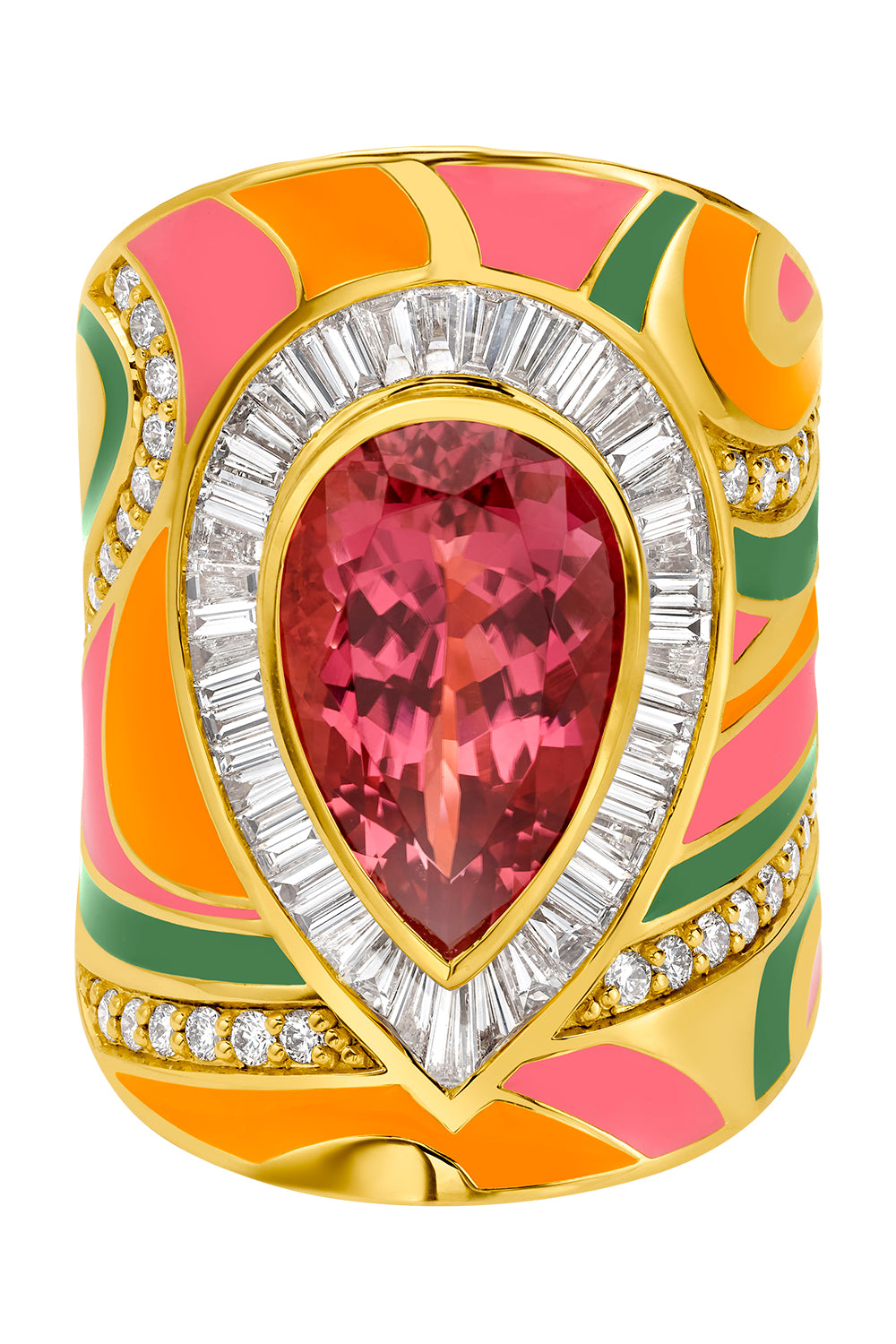 Pink Tourmaline Diamond Miami Swirl Wrap Ring