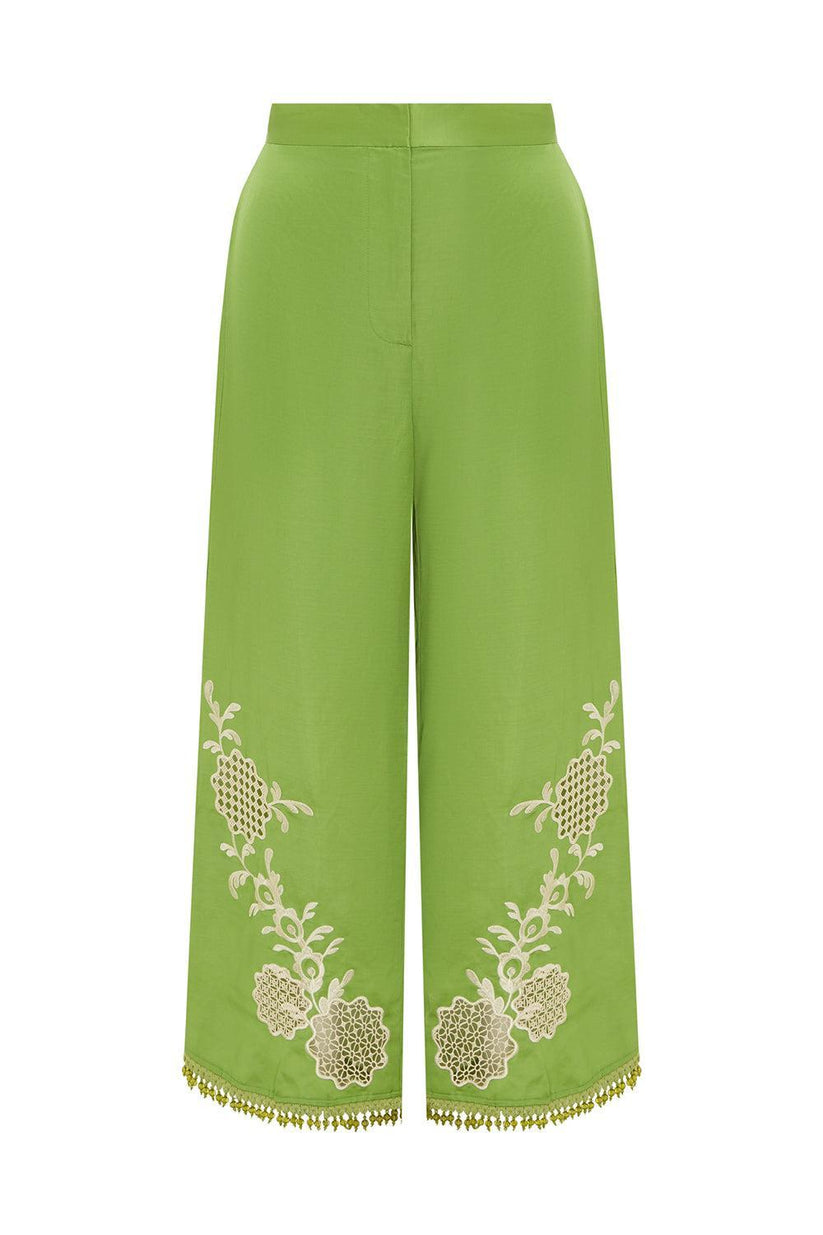 Luisa Embroidered Pant-GREEN-2-CLOTHINGPANTWIDE LEG-ALEMAIS