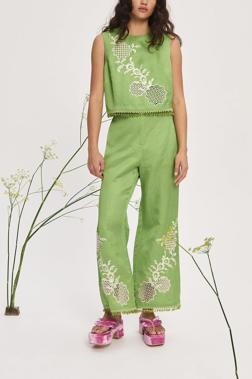 Luisa Embroidered Top-GREEN-2-CLOTHINGTOPTANK-ALEMAIS