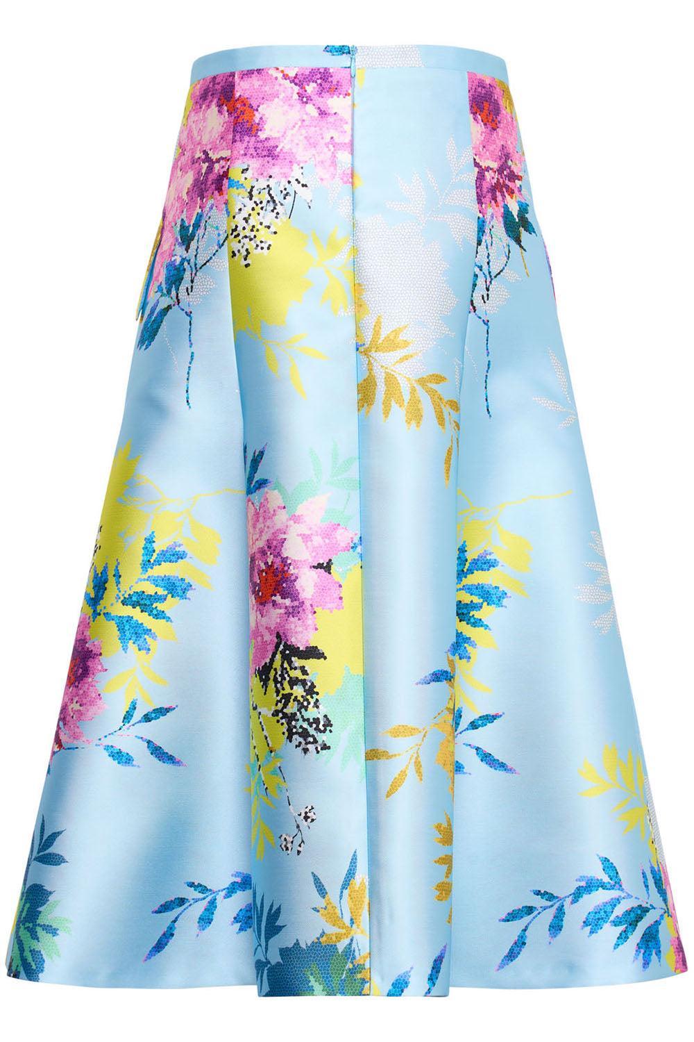 Floral Print Midi Skirt-BLUE MULTI-34-CLOTHINGSKIRTMIDI-MAISON COMMON