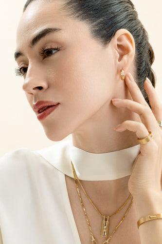 Diamond Orbit Huggie Earrings-YELLOW GOLD-JEWELRYFINE JEWELEARRING-LORAIDA