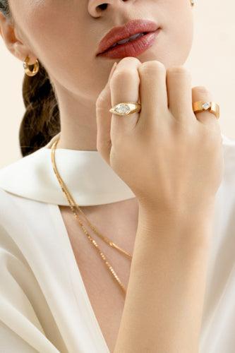 Diamond Mini Eres Ring-YELLOW GOLD-6.25-JEWELRYFINE JEWELRING-LORAIDA