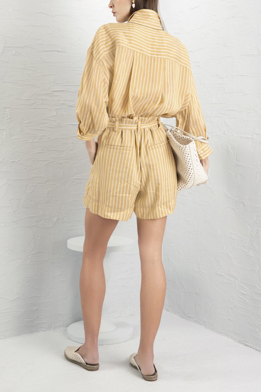 Stripe Relaxed Summer Shirt-YELLOW-XS-CLOTHINGTOPBLOUSE-BRUNELLO CUCINELLI