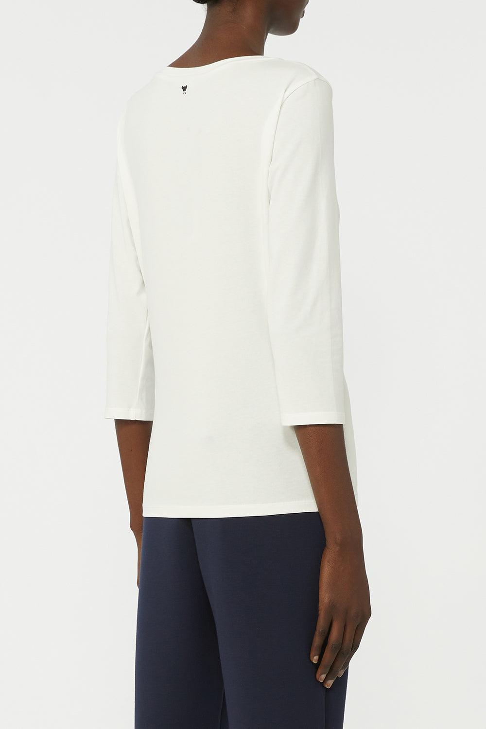 Sleeve Cotton Stretch Tee - White-WHITE-XS-CLOTHINGTOPT-SHIRT-MAX MARA