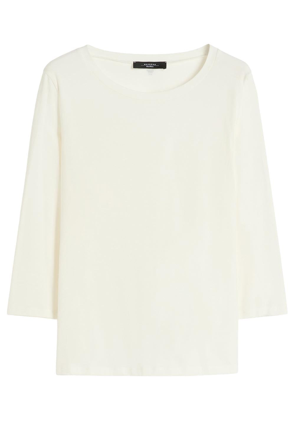 Sleeve Cotton Stretch Tee - White-WHITE-XS-CLOTHINGTOPT-SHIRT-MAX MARA