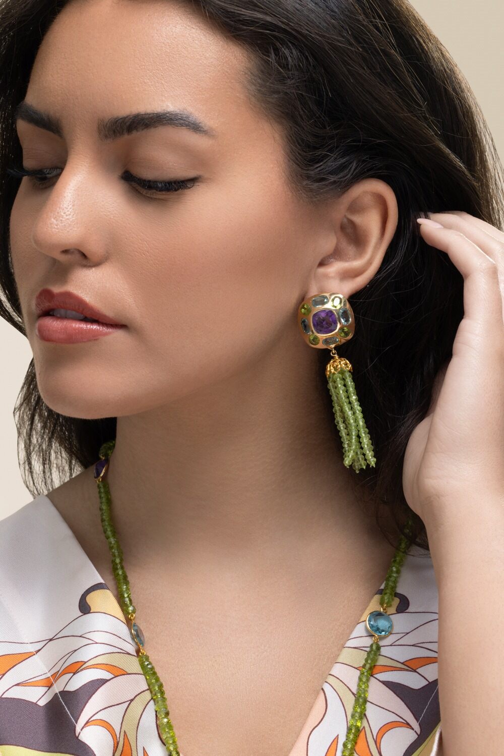 Amethyst Topaz Peridot Dominique Earrings-GREEN-JEWELRYBOUTIQUEEARRING-BOUNKIT JEWELRY