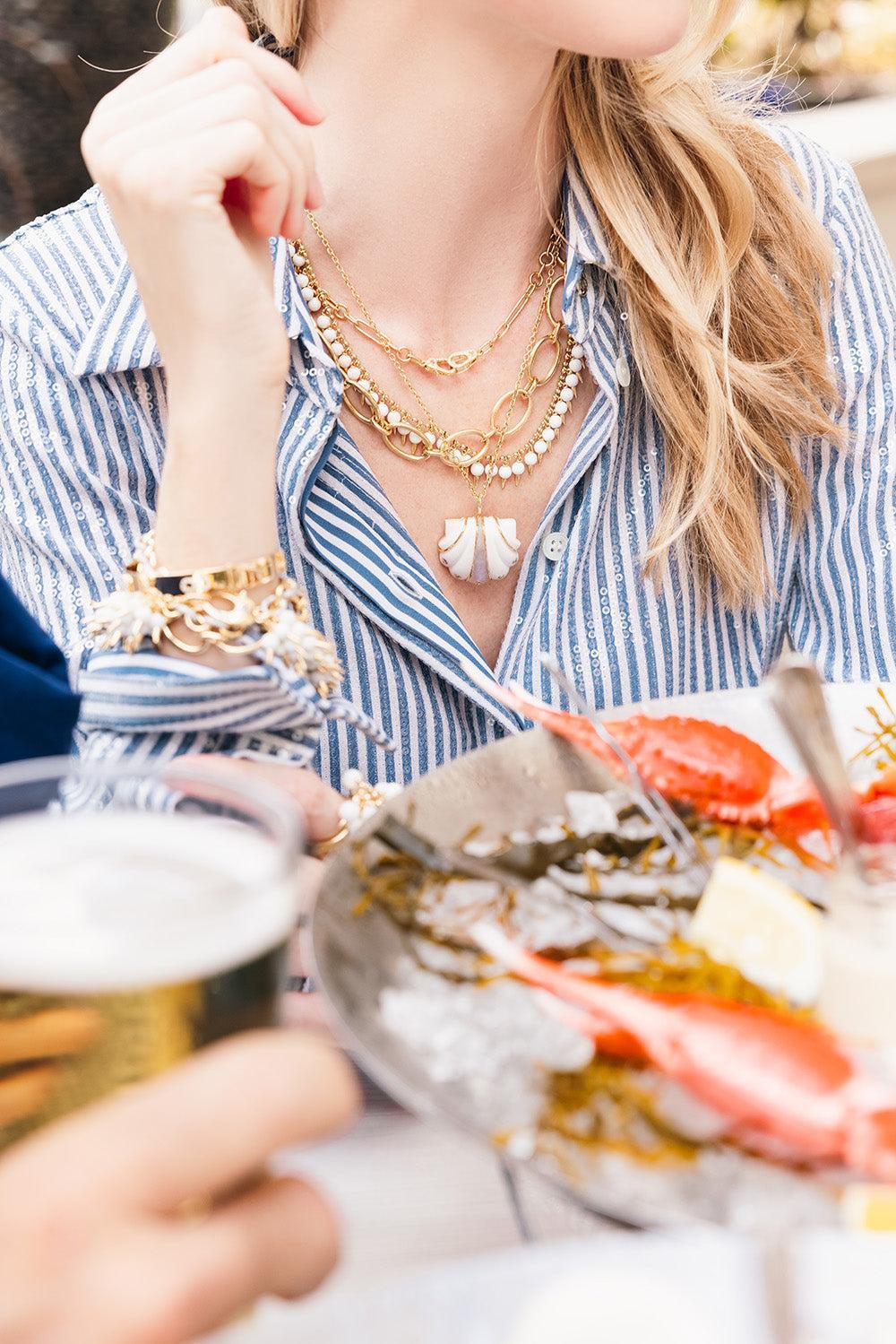 Whte Onyx Spiked Muse Necklace-YELLOW GOLD-JEWELRYFINE JEWELNECKLACE O-ALETTO BROTHERS