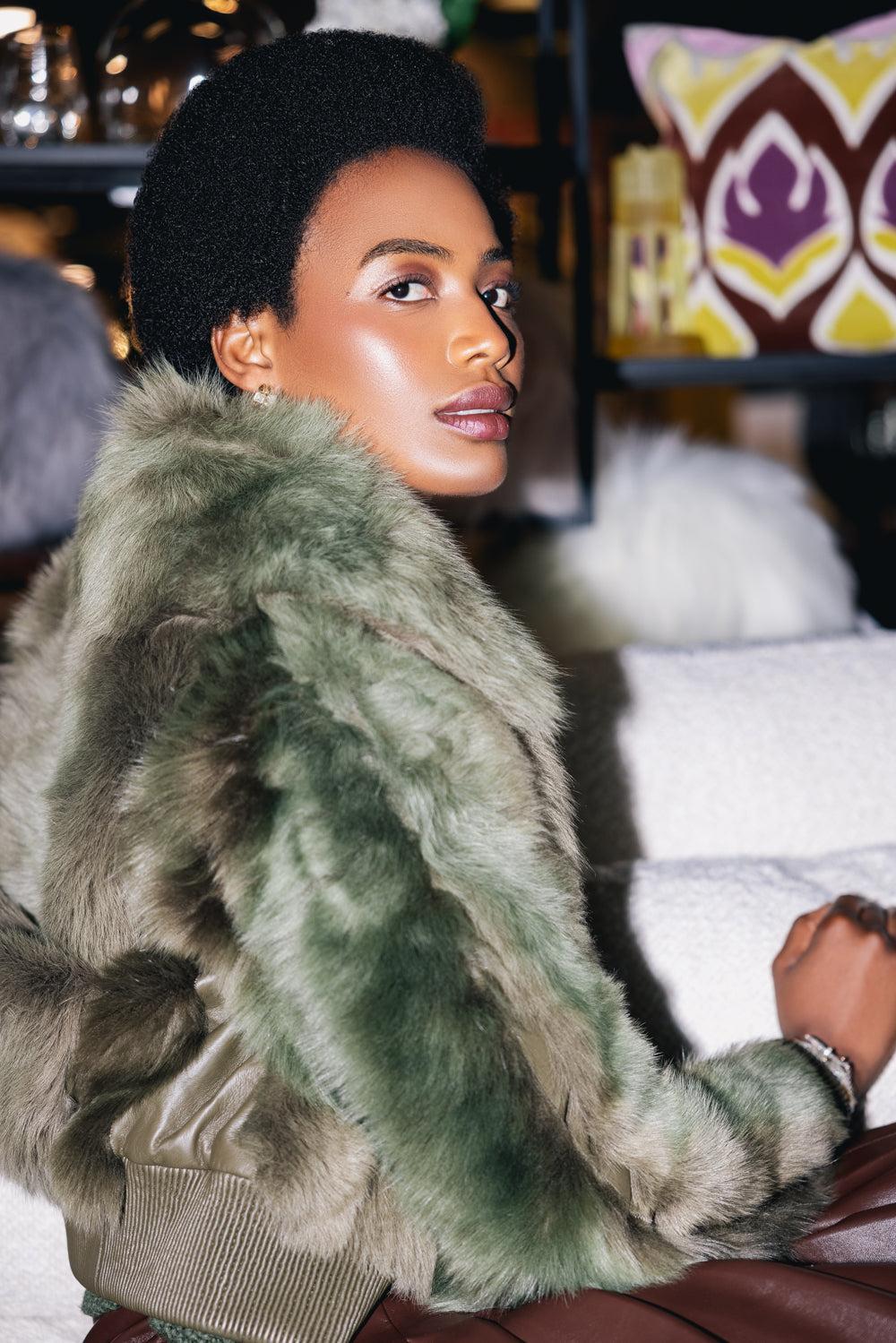 Hypnotic Shearling Bomber Jacket-OLIVE-0-CLOTHINGJACKETCASUAL-ZIMMERMANN