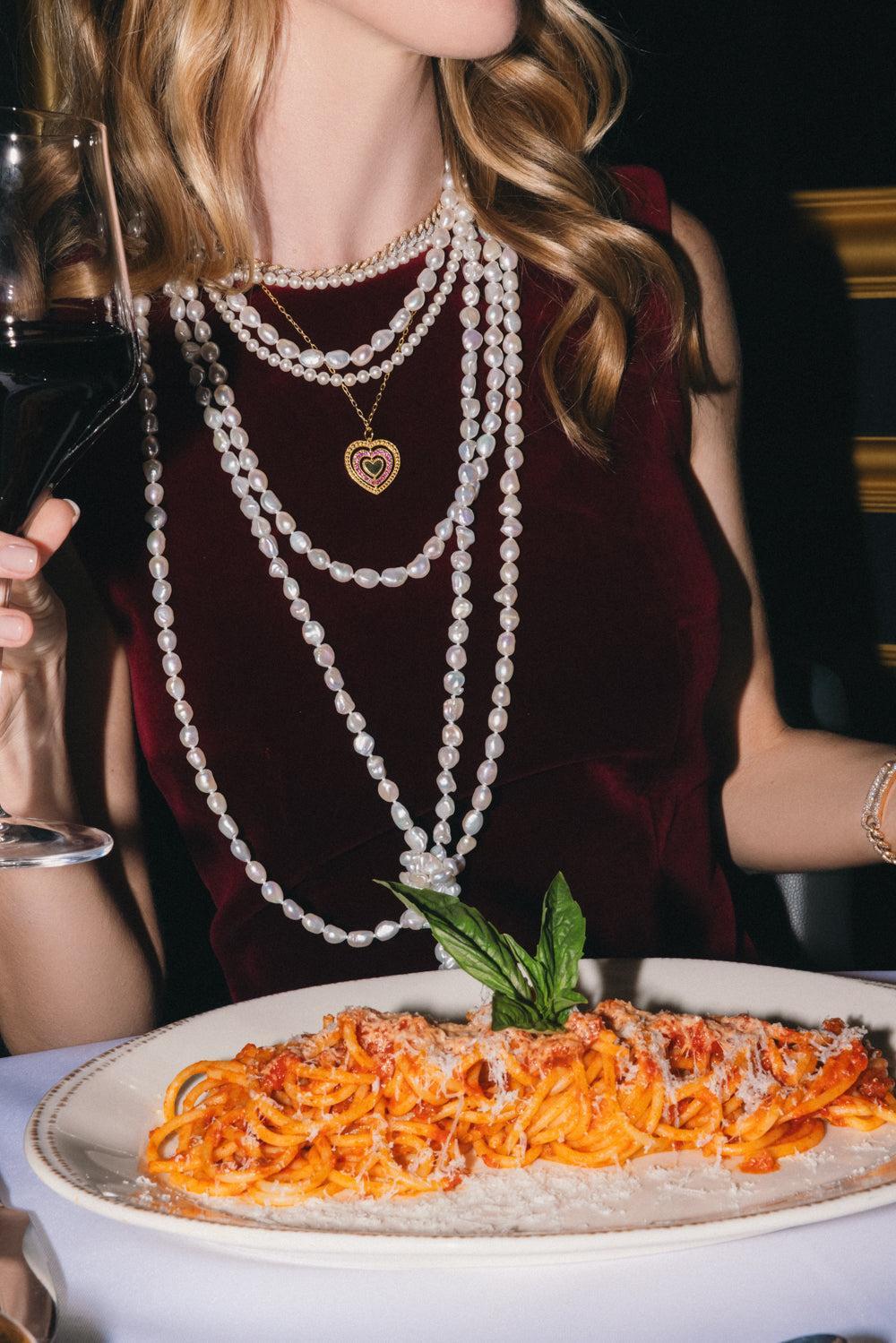 Pink Sapphire Triple Moveable Heart Necklace-YELLOW GOLD-JEWELRYFINE JEWELNECKLACE O-TANYA FARAH