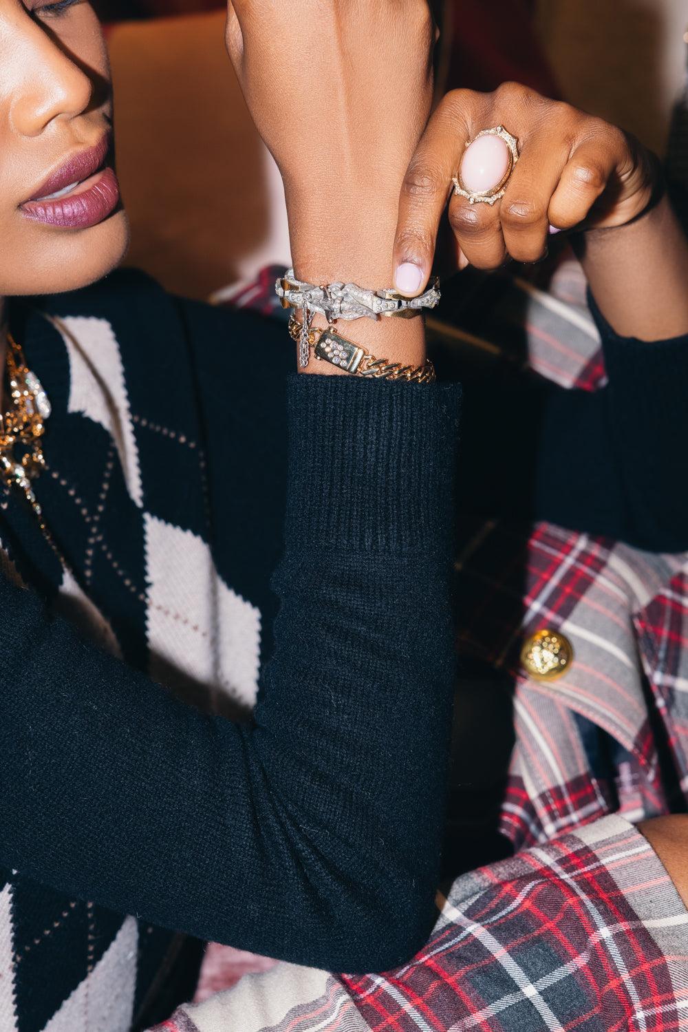 Micro Mosaic Rotunda Bracelet-YELLOW GOLD-JEWELRYFINE JEWELBRACELET O-SEVAN BICAKCI